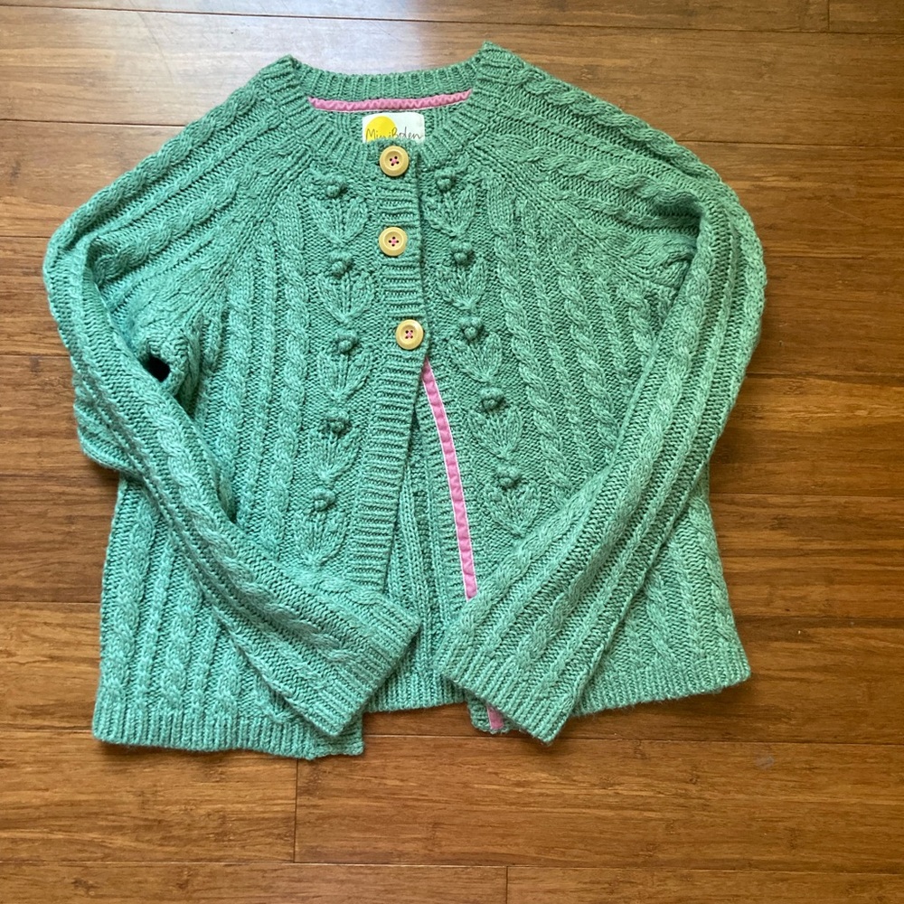 Green Mini Boden knit cardigan